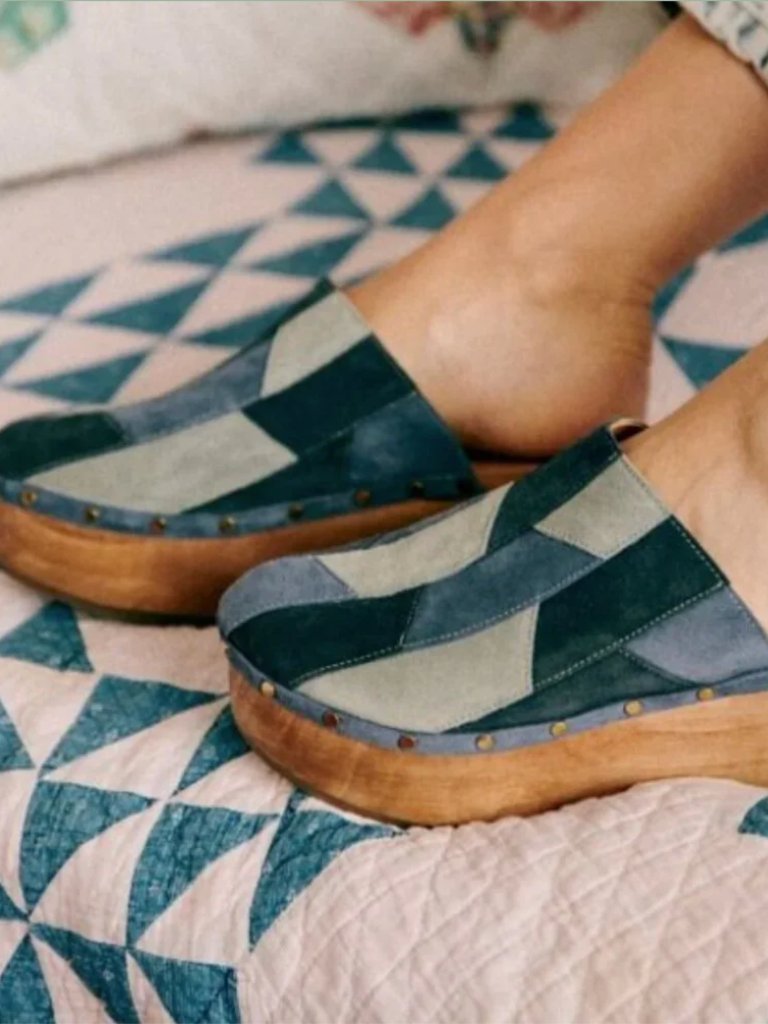 Szane X Sea New York Davia Clogs In Denim Patchwork Size 38/Us 7